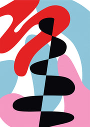 Abstract Red Pink Blue Shapes Print
