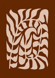 Branch Leaves Brown Beige Print