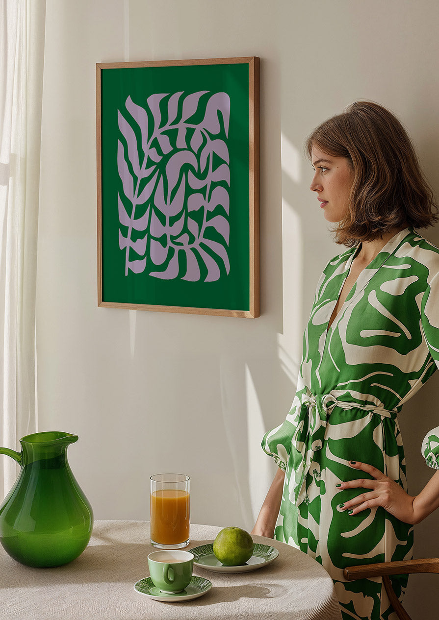 Branch Leaves Green Lilac Print