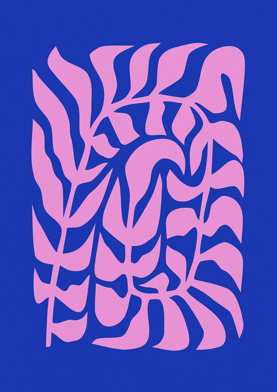 Branch Leaves Navy Pink Print