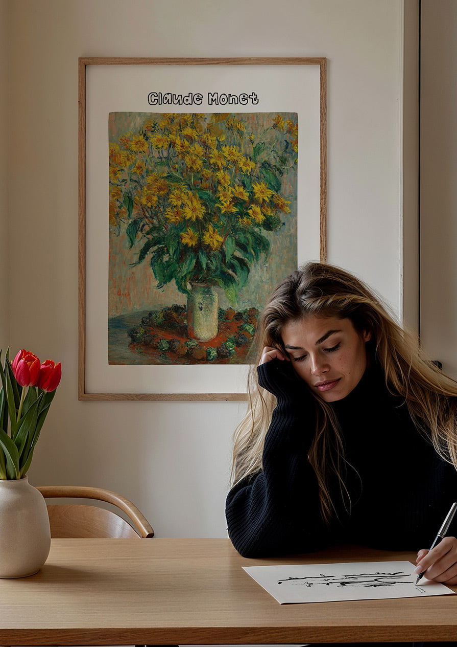 Claude Monet Sunflower Vase Print