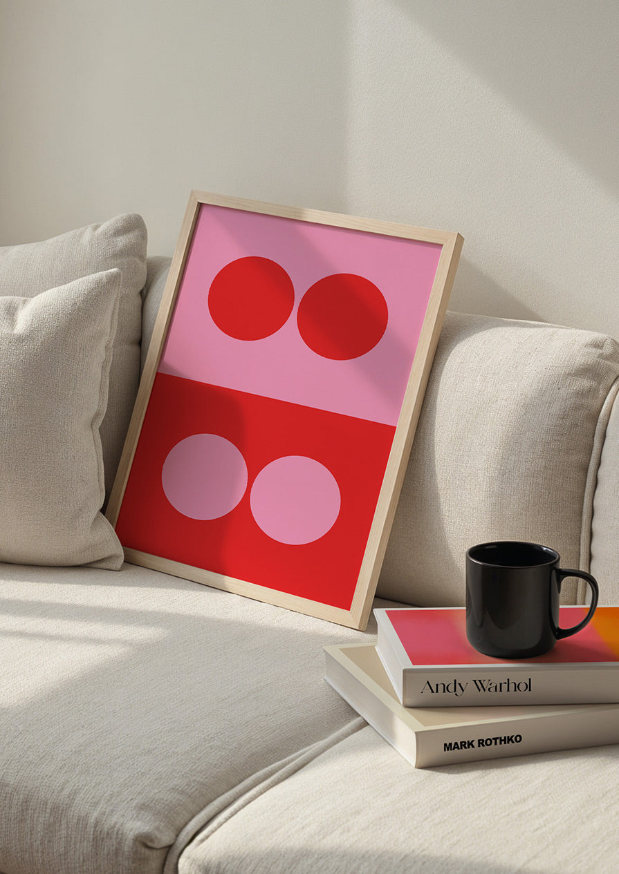 Domino Red Pink Dotted Print