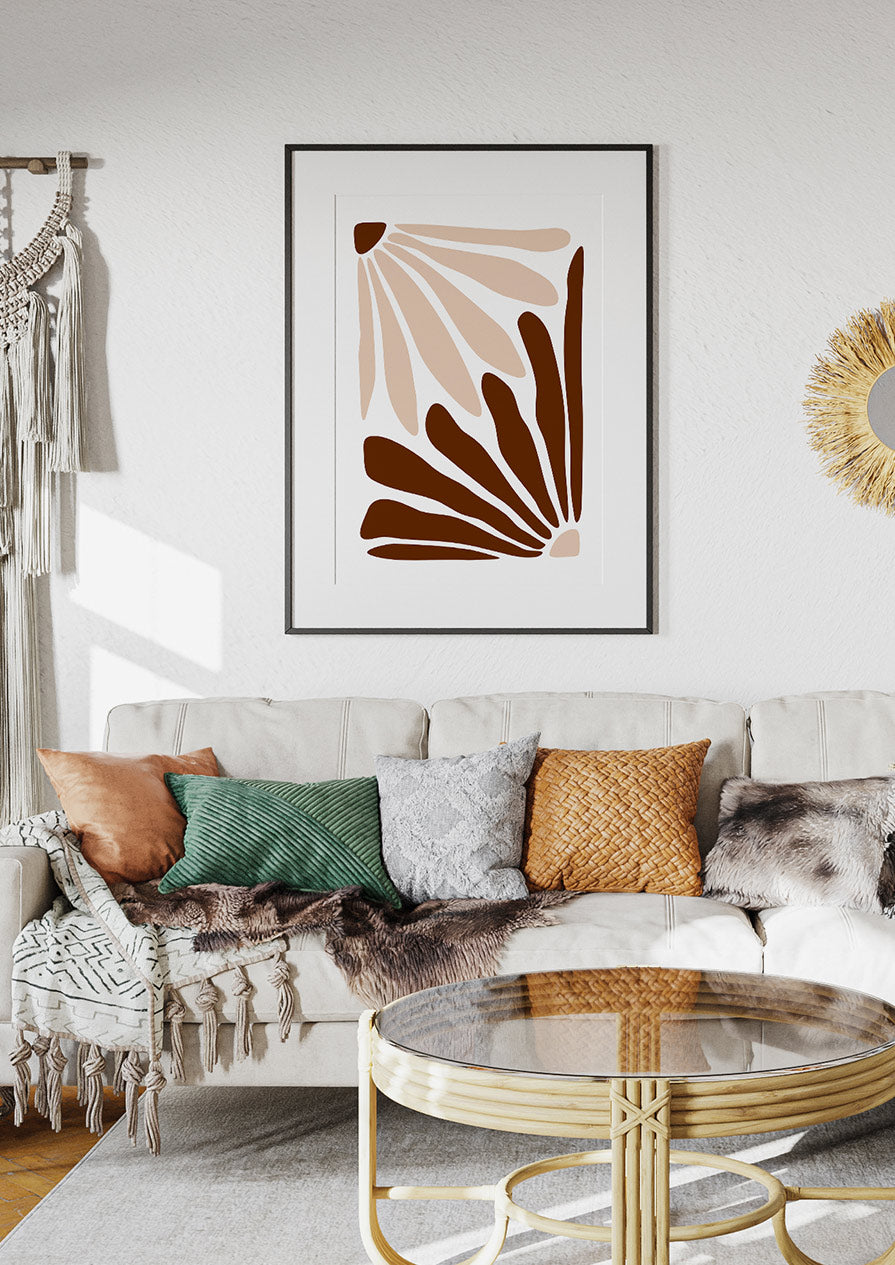 Floral Daisy Beige Brown Print