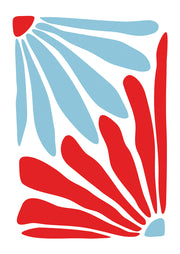 Floral Daisy Blue Red Print