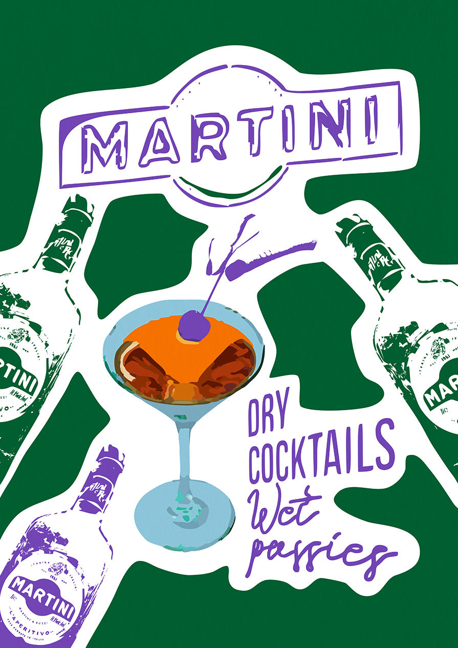 Martini Green Cocktail Print