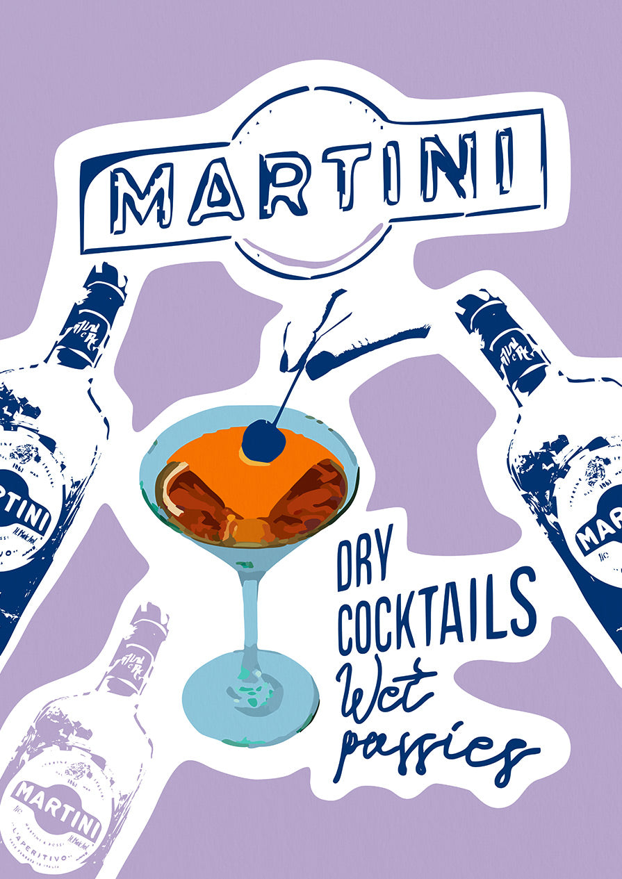 Martini Lilac Cocktail Print