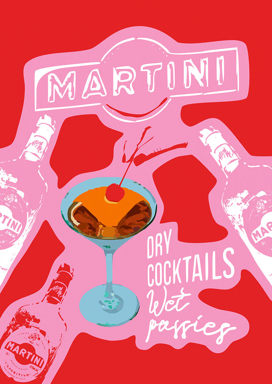 Martini Red Cocktail Print