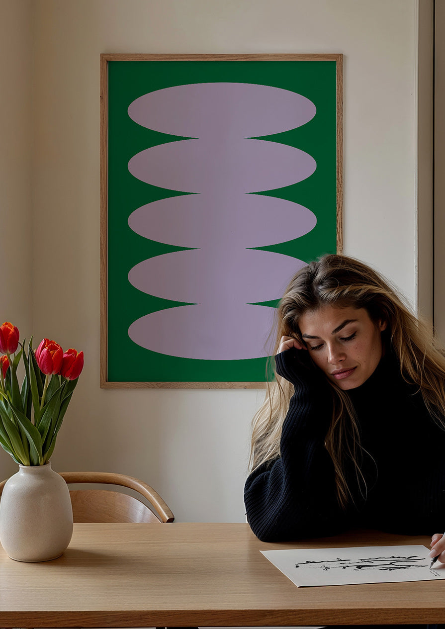 Retro Bubble Green Lilac Print
