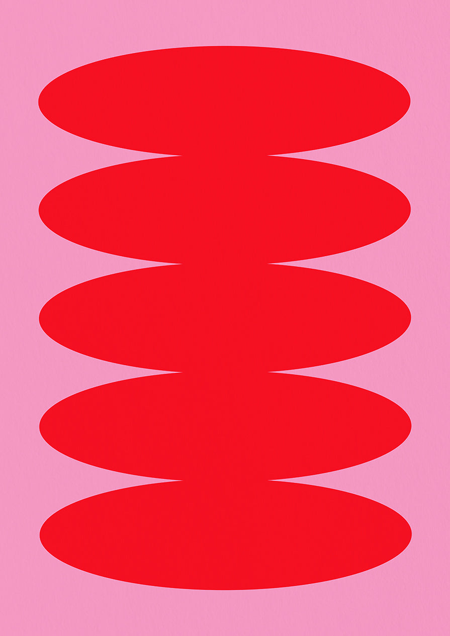 Retro Bubble Red Pink Print