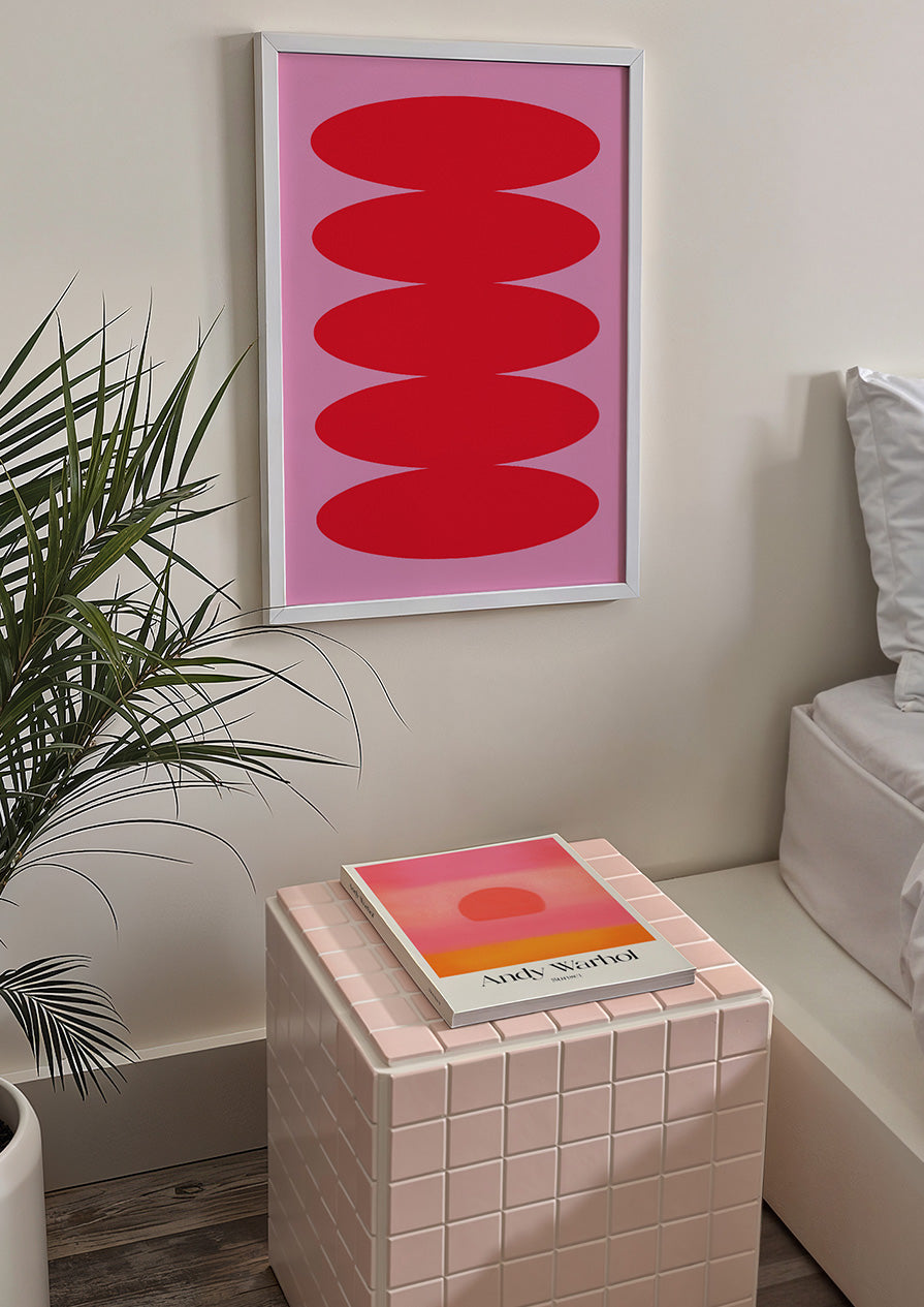 Retro Bubble Red Pink Print