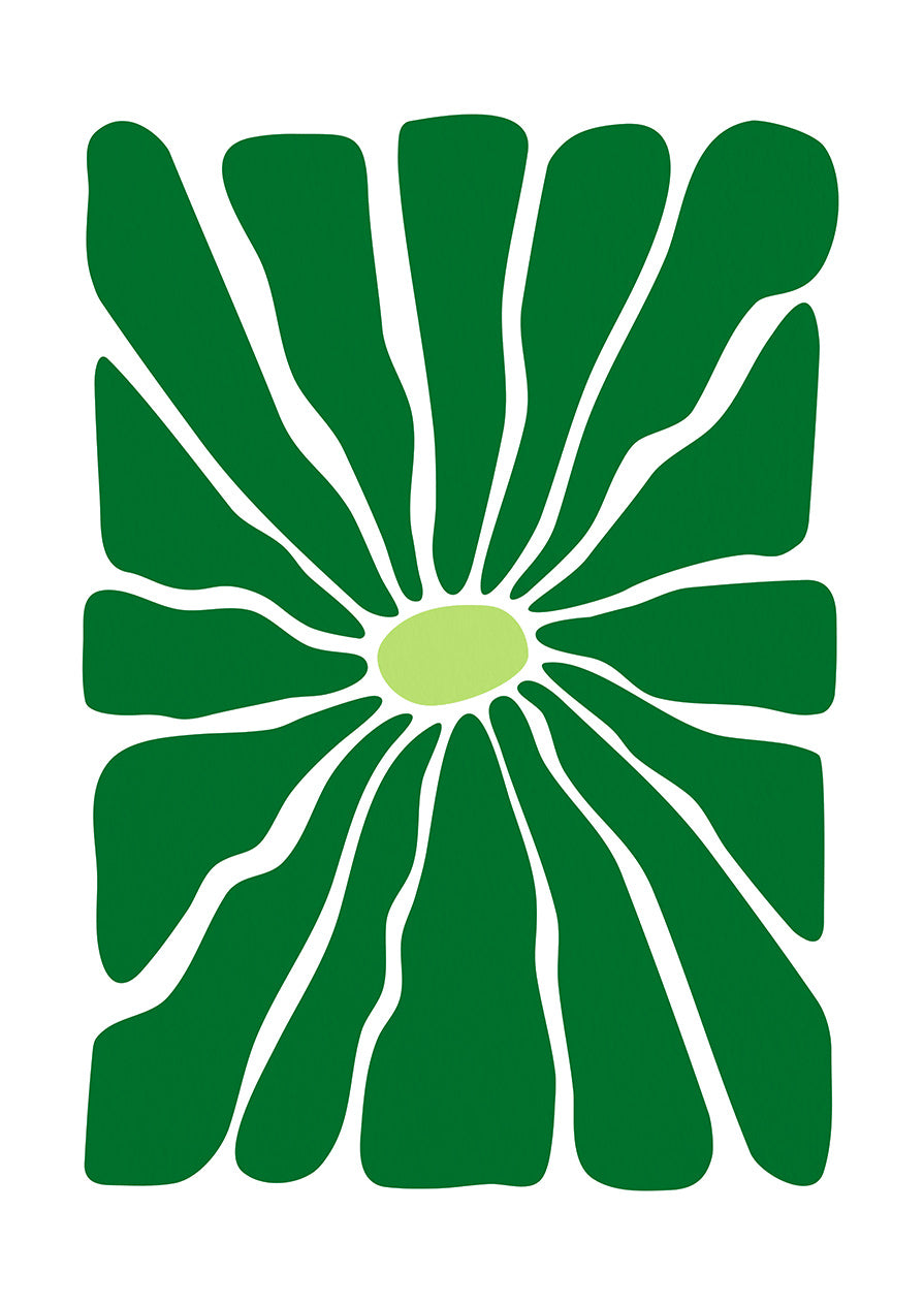 Wavy Abstract Flower Green Print