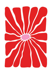 Wavy Abstract Flower Red Print