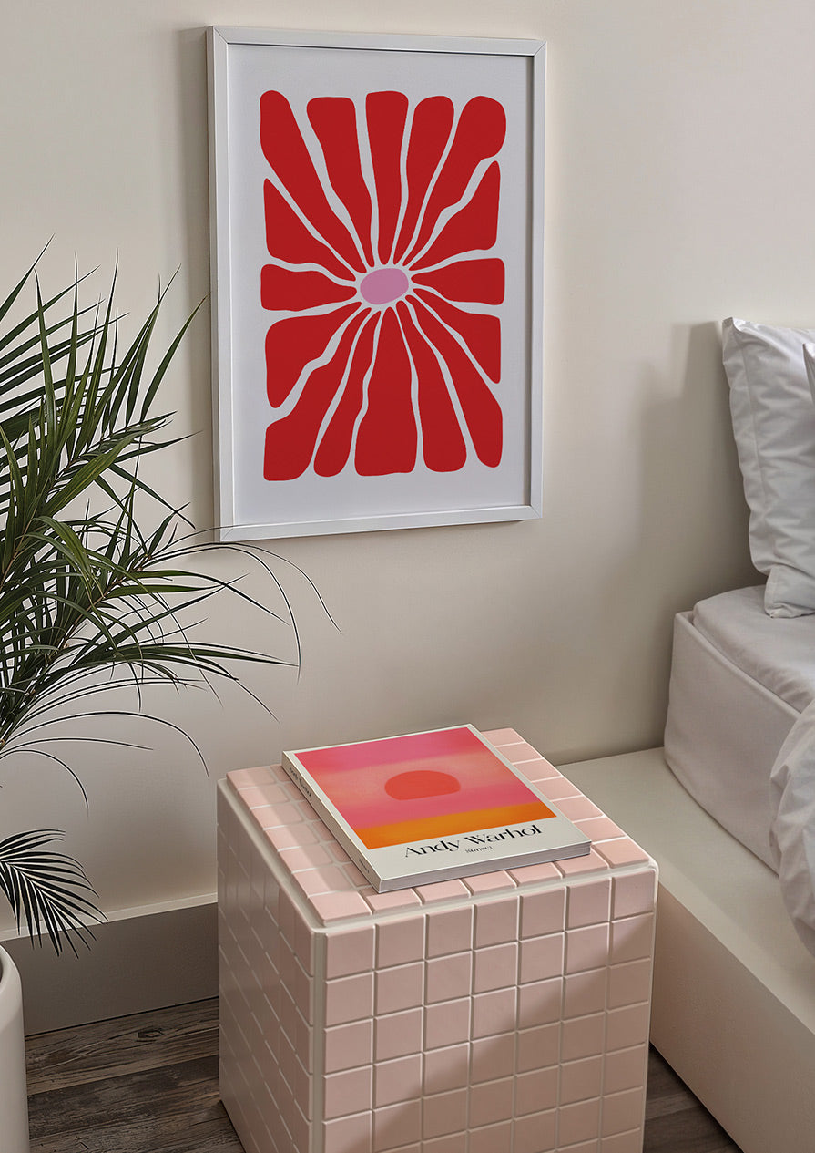 Wavy Abstract Flower Red Print